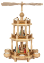 Richard Glässer Pyramide Christi Geburt mit bunten Figuren, 2-stöckig für Teelichte